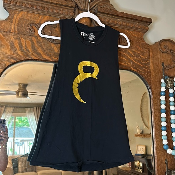 ZYIA black workout tank with gold print sz large - Picture 1 of 5